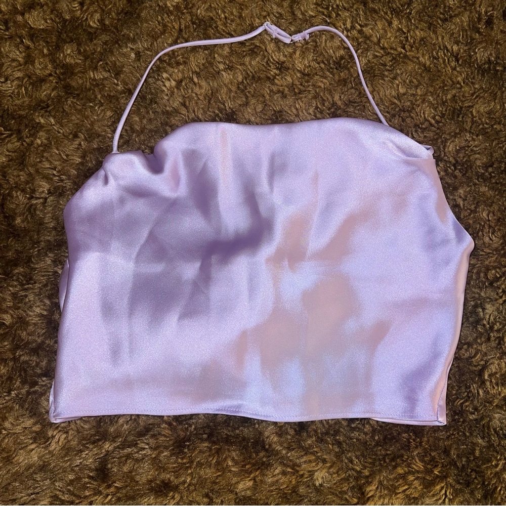 Zara: Purple backless tie shirt